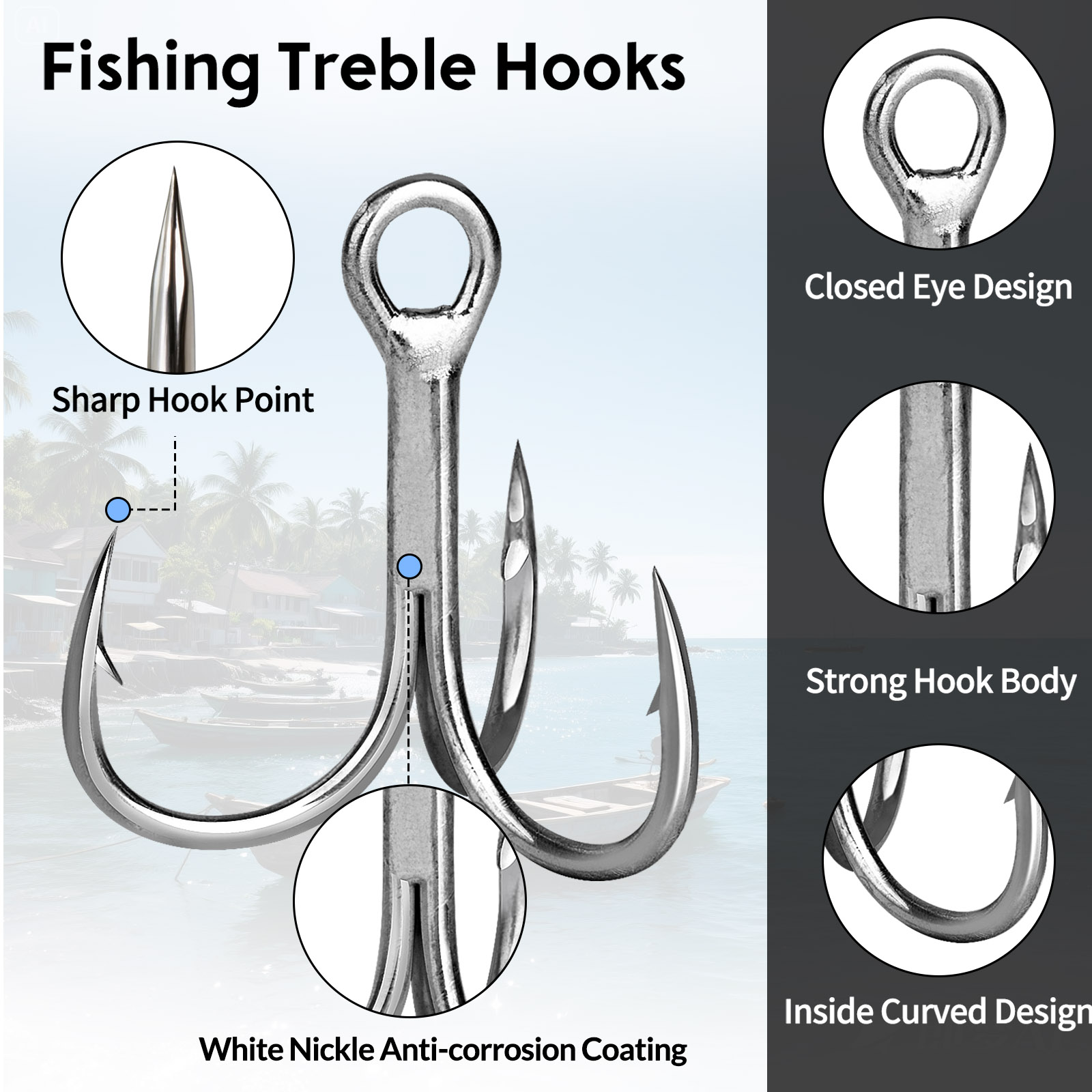 9KM Saltwater Treble Hooks 3X  - đánh giá và giá Fishing Hook Offset