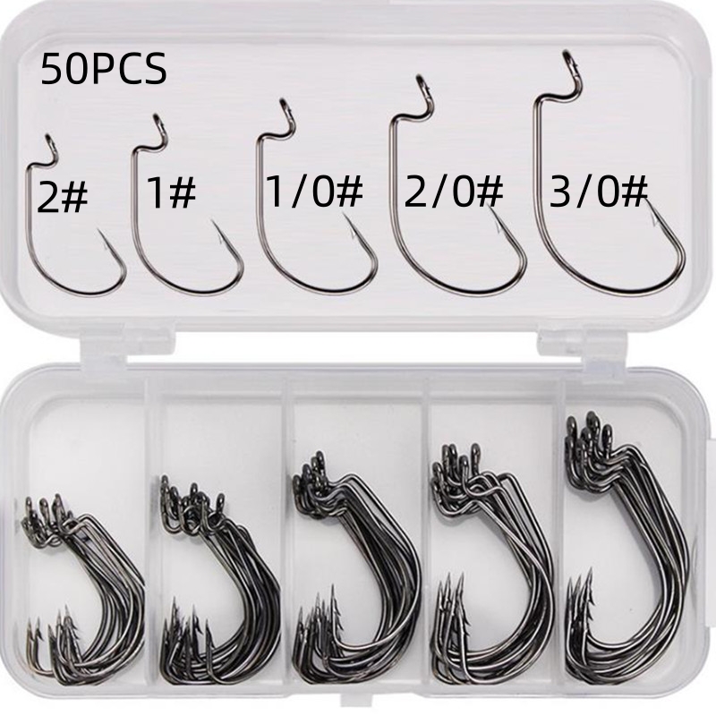 50Pcs/Box High Carbon Steel Fi - đánh giá và giá Fishing Hook Offset